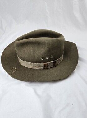 Vintage Bailey Olive Green Men's Wool Fedora Hat with Woven Band S